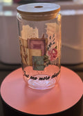16oz "Just One More Chapter" Glass Can Tumbler with Bamboo Lid – No Glitter