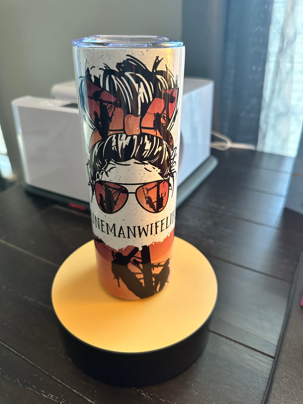 20oz Skinny Stainless Steel Tumbler Lineman Wife