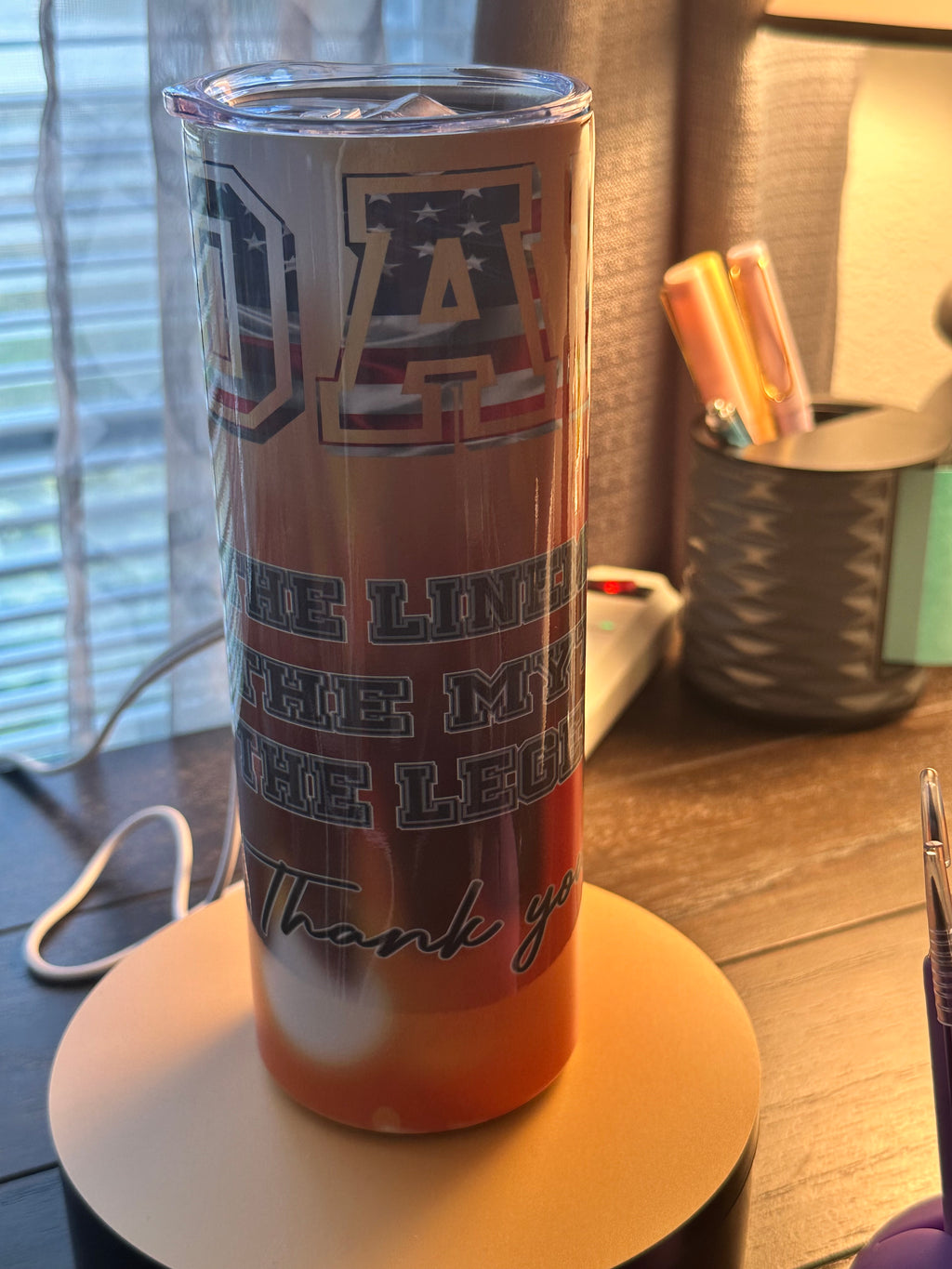 20oz Lineman Dad Stainless Steel Skinny Tumbler - The Man, The Myth, The Legend