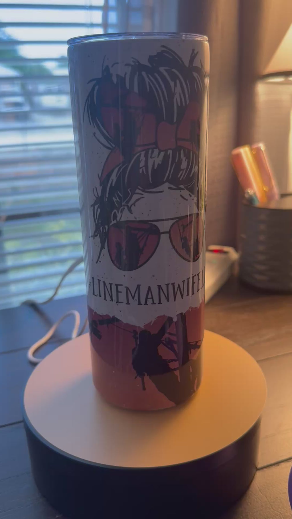20oz Skinny Stainless Steel Tumbler Lineman Wife